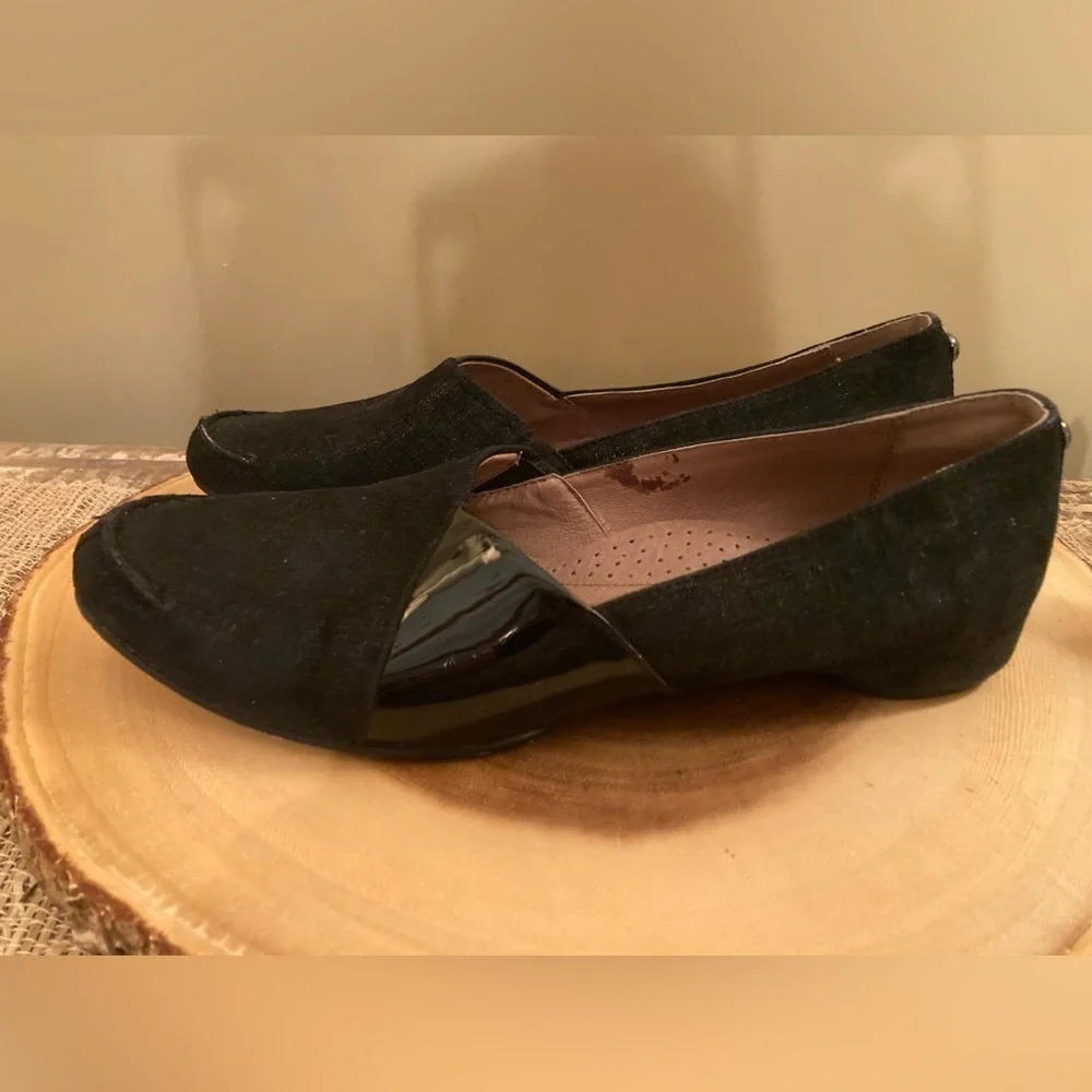 Donald J Pliner Sz 8‎ US Brix Black Mixed Media Slip On Comfort Loafers Shoes